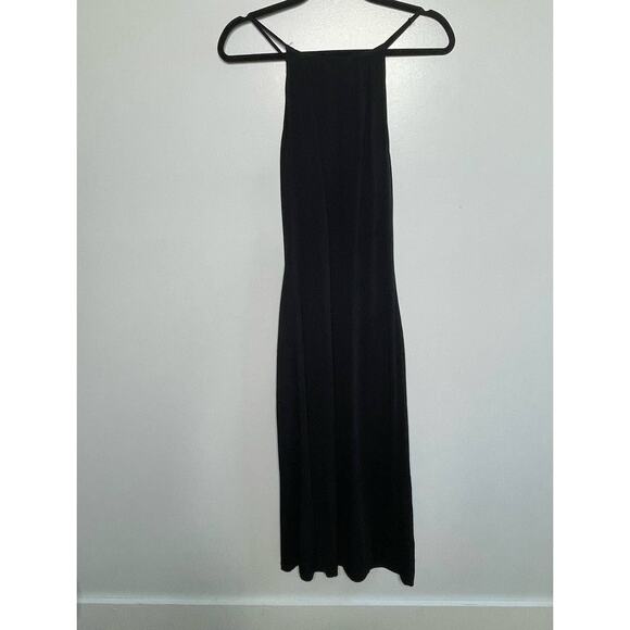 Vtg Y2K Impuls Halter Cutout Midi Maxi Dress Goth Grunge Black L Sexy‎ LBD - Picture 2 of 10